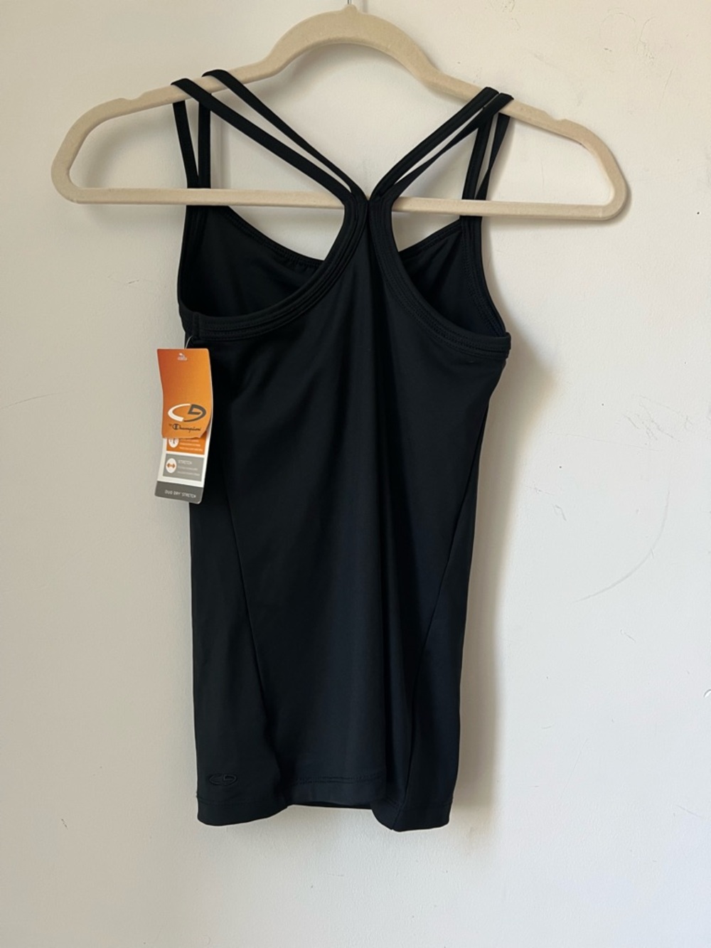 Champion Duo Dry Strappy Athletic Tank Top Black XS Built-In Support NWT - Picture 3 of 4